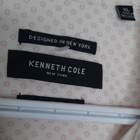 NWT Kenneth Cole Mens Light Pink Short Sleeved Collared Shirt Size XL - Picture 4 of 8